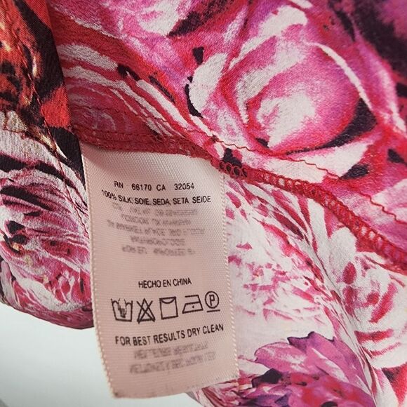 ANTHROPOLOGIE VANESSA VIRGINIA WOMENS XS FLORAL ROSE SILK BLOUSE TOP CUT OUTS - Picture 5 of 6